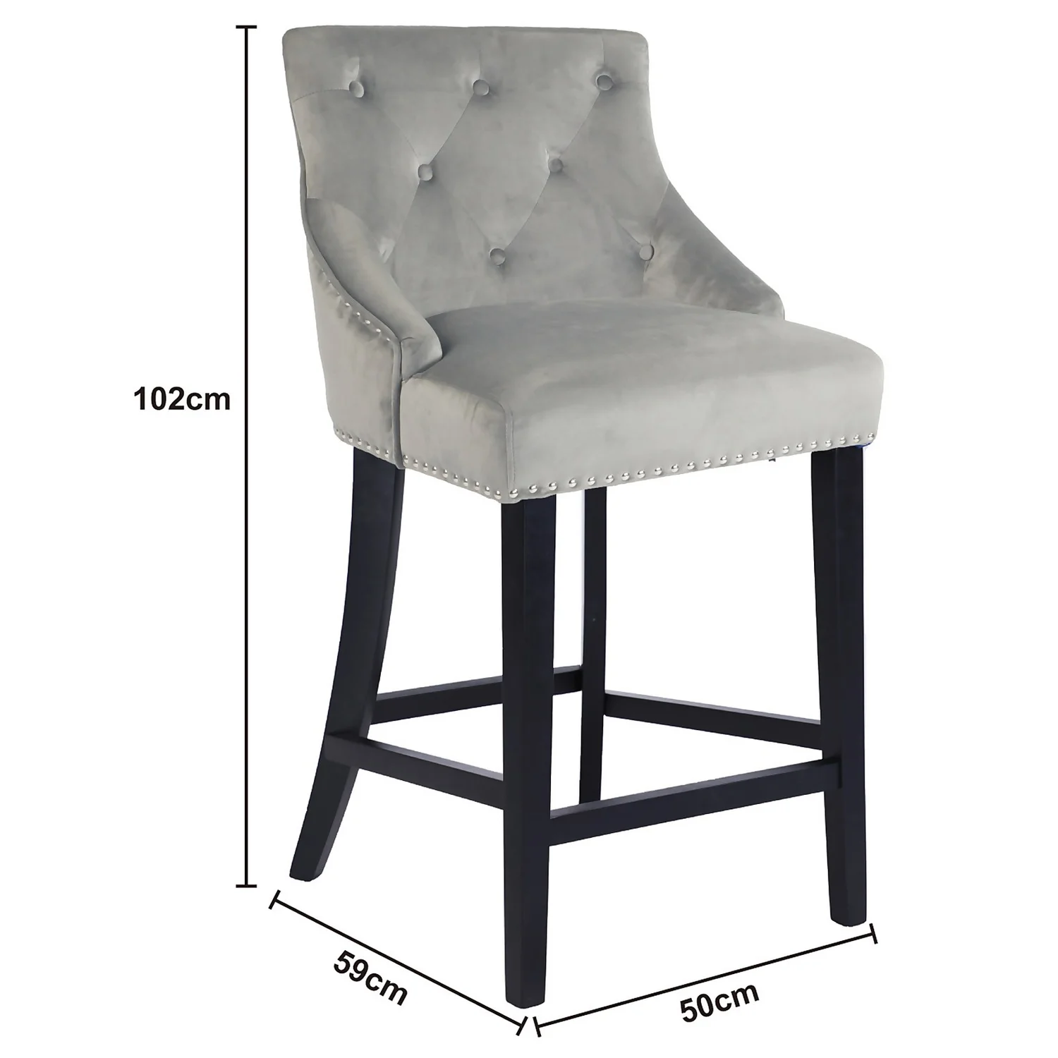 Annabelle Velvet Bar Stool - Grey 9 Annabelle Velvet Bar Stool - Grey - Image 7