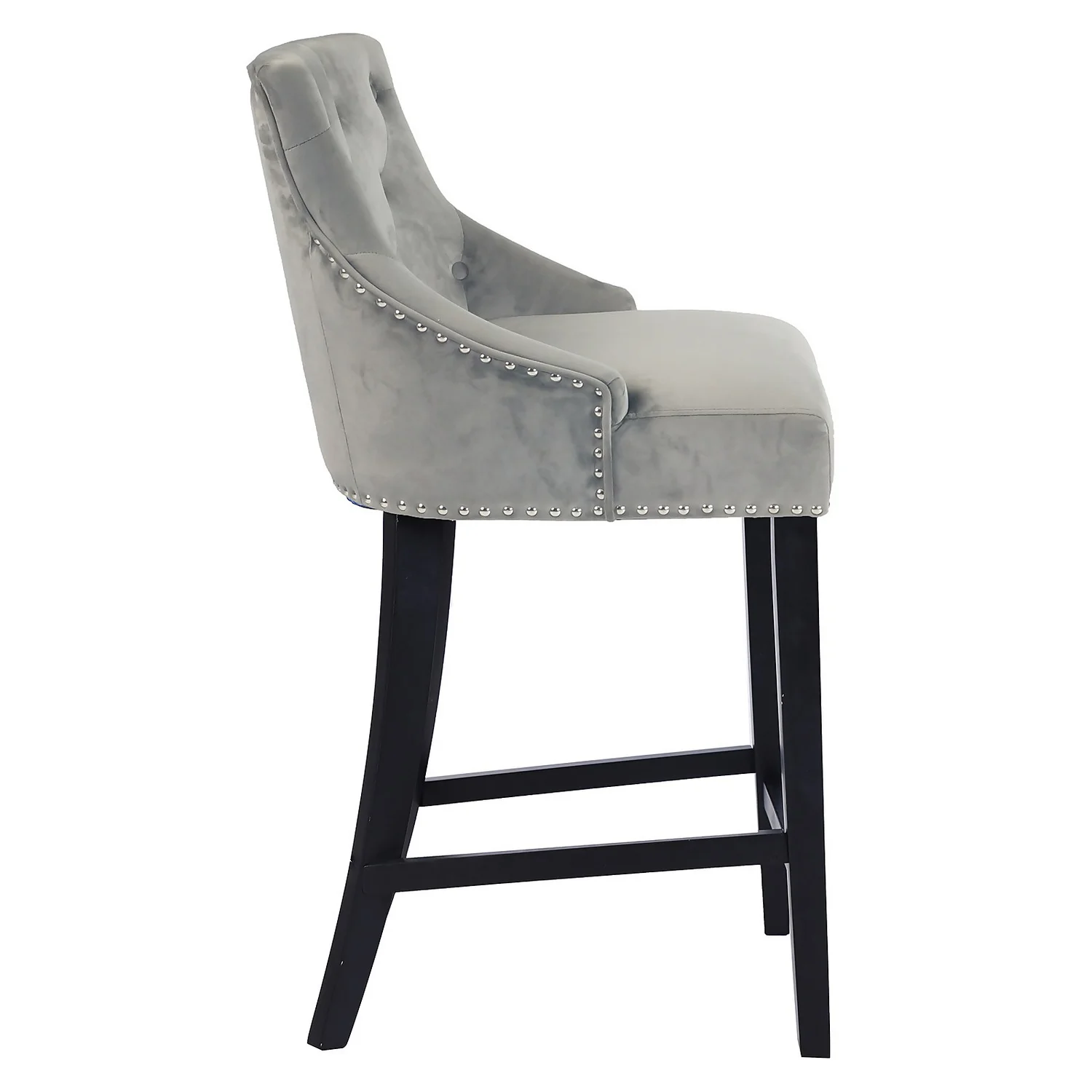 Annabelle Velvet Bar Stool - Grey 6 Annabelle Velvet Bar Stool - Grey - Image 4