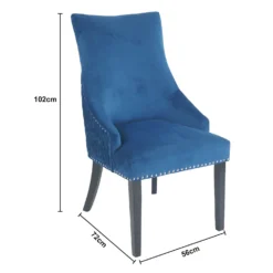 Annabelle Pleated Back Velvet Dining Chairs - Set Of 2 - Navy -Furniture Series Sale 13223766 6994926477174525