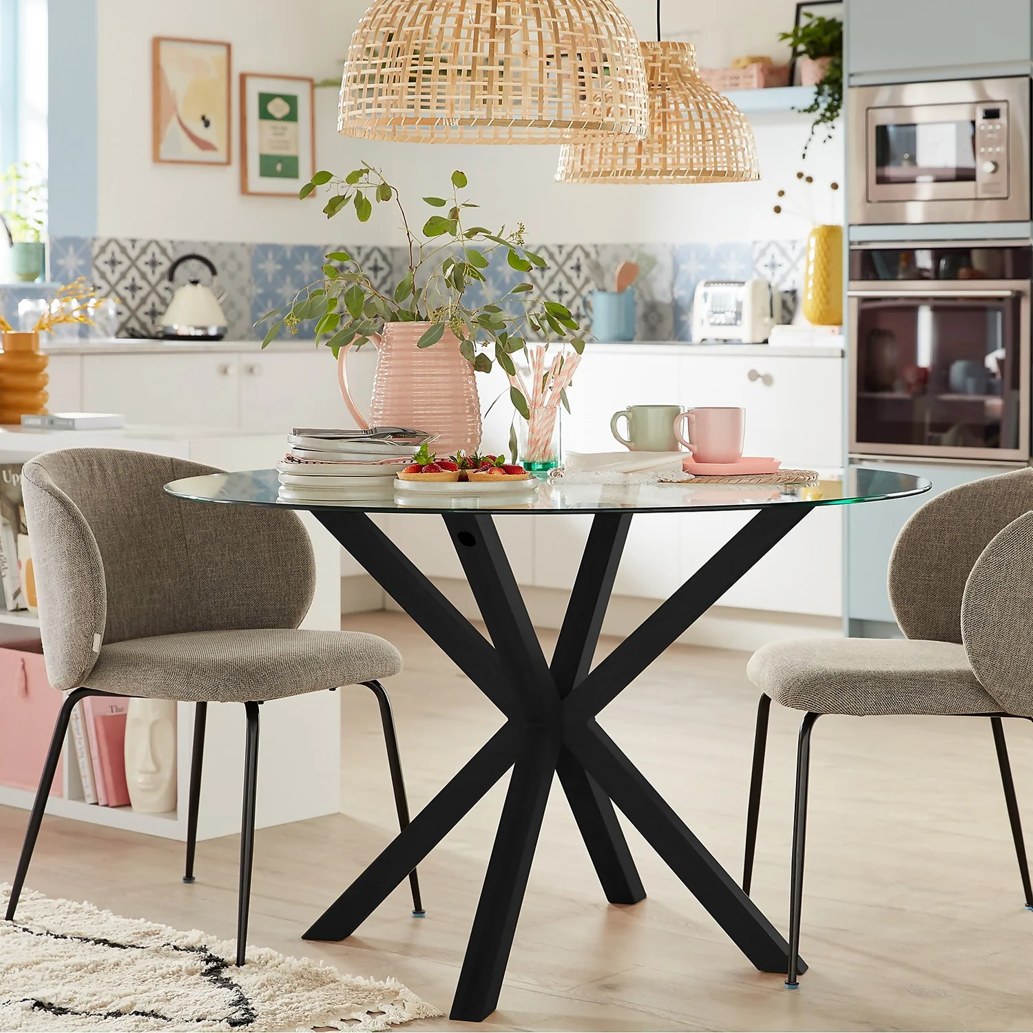 Ludlow Round Glass Dining Table - Charcoal 4 Ludlow Round Glass Dining Table - Charcoal - Image 2