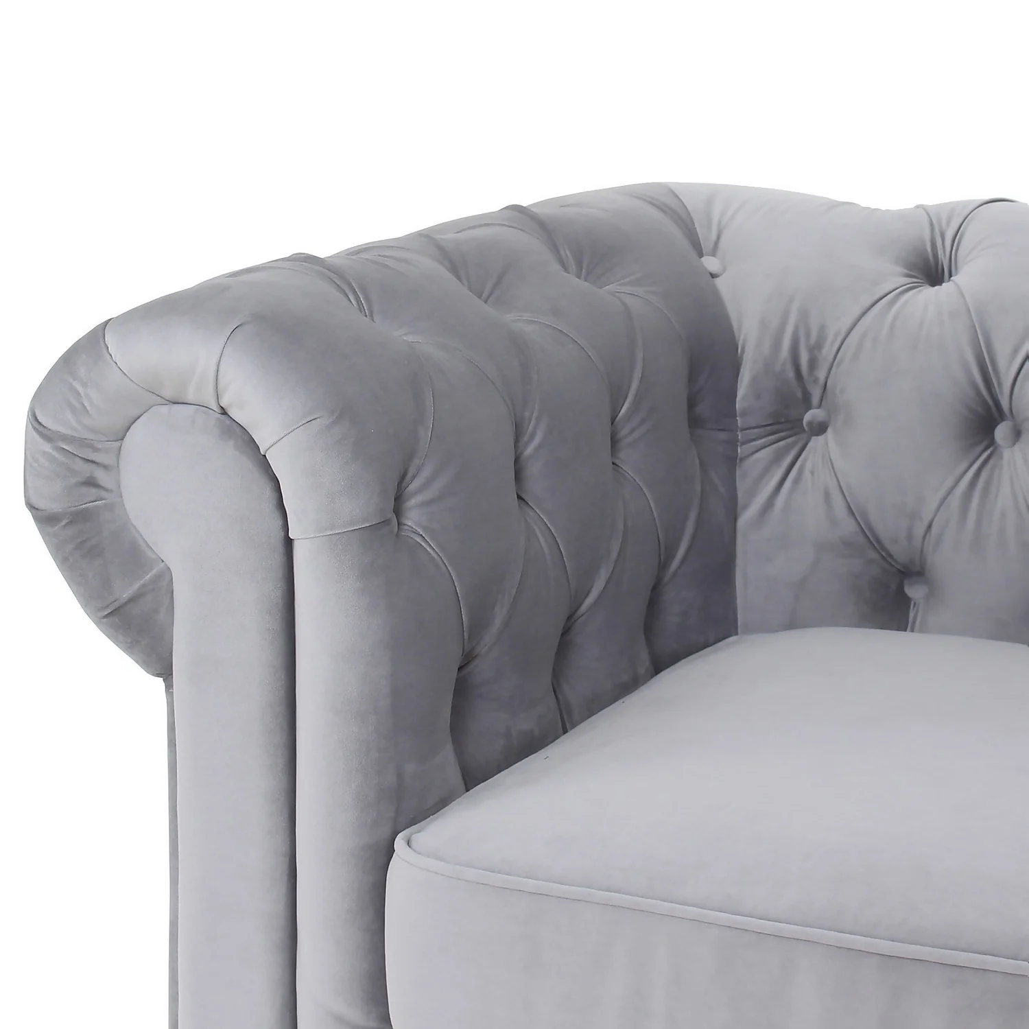 Chesterfield Velvet Armchair - Silver 6 Chesterfield Velvet Armchair - Silver - Image 4