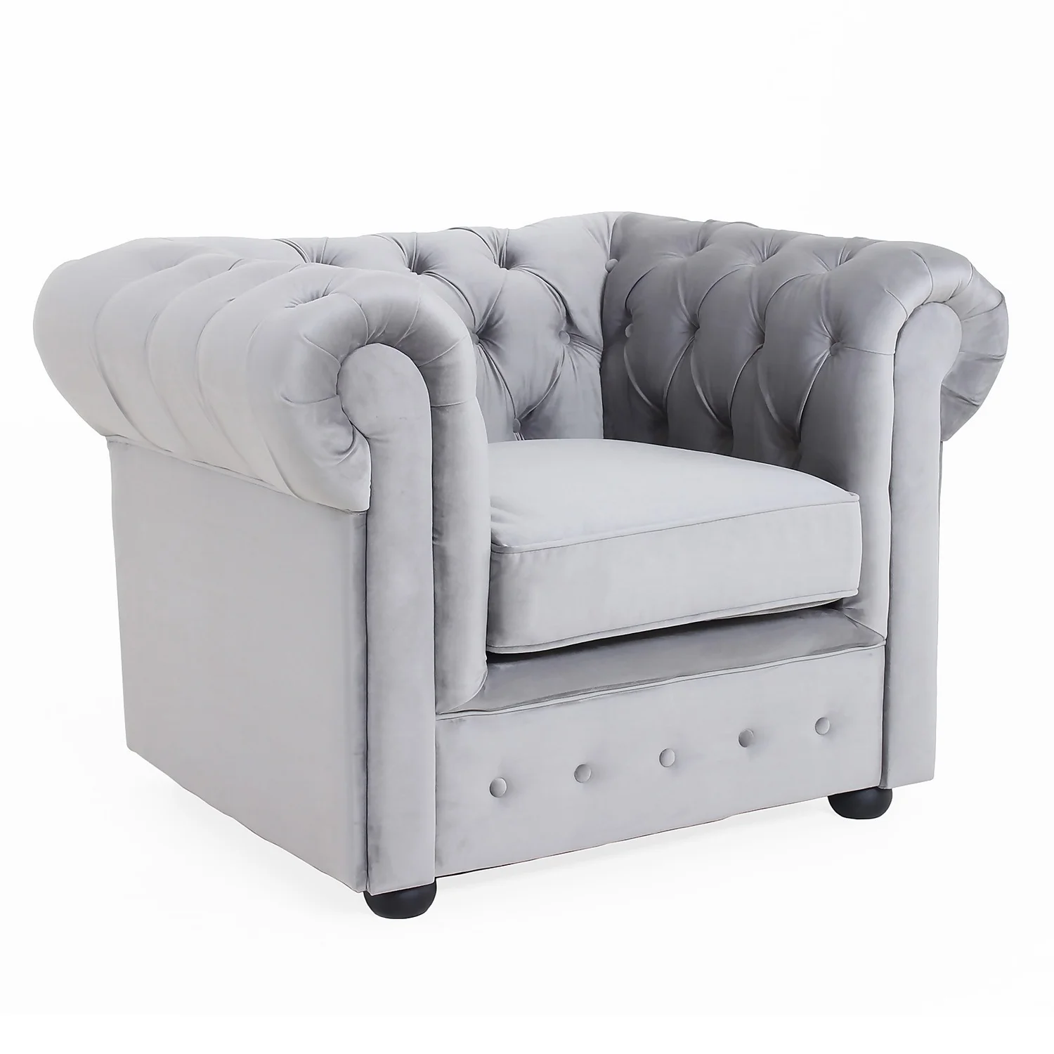 Chesterfield Velvet Armchair - Silver 3 Chesterfield Velvet Armchair - Silver