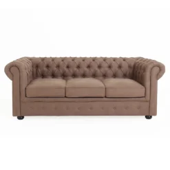 Chesterfield Faux Leather 3 Seater Sofa - Tan -Furniture Series Sale 13514413 4794961771174967