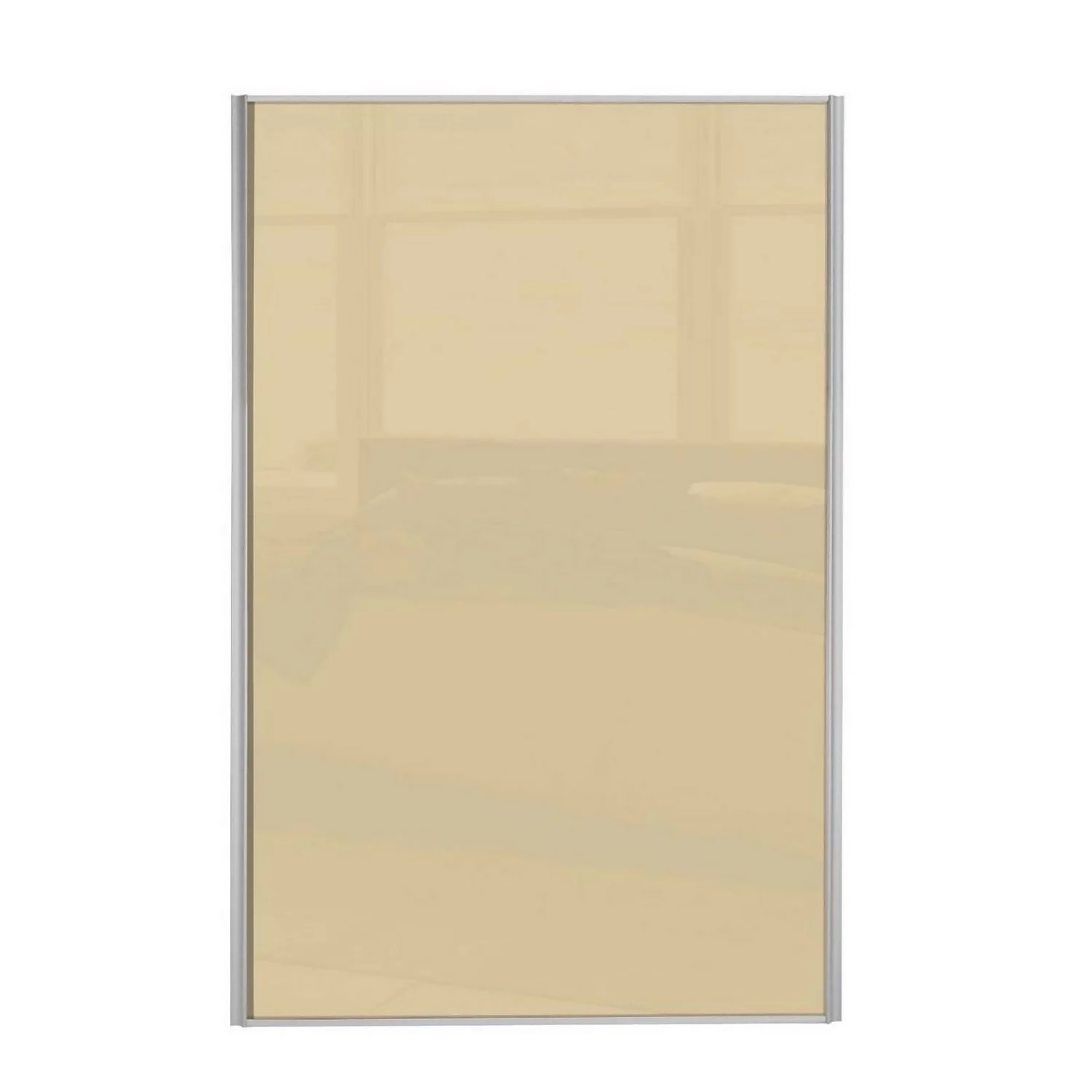 Loft Sliding Wardrobe Door Cream Glass With Silver Frame (W)914mm 3 Loft Sliding Wardrobe Door Cream Glass With Silver Frame (W)914mm