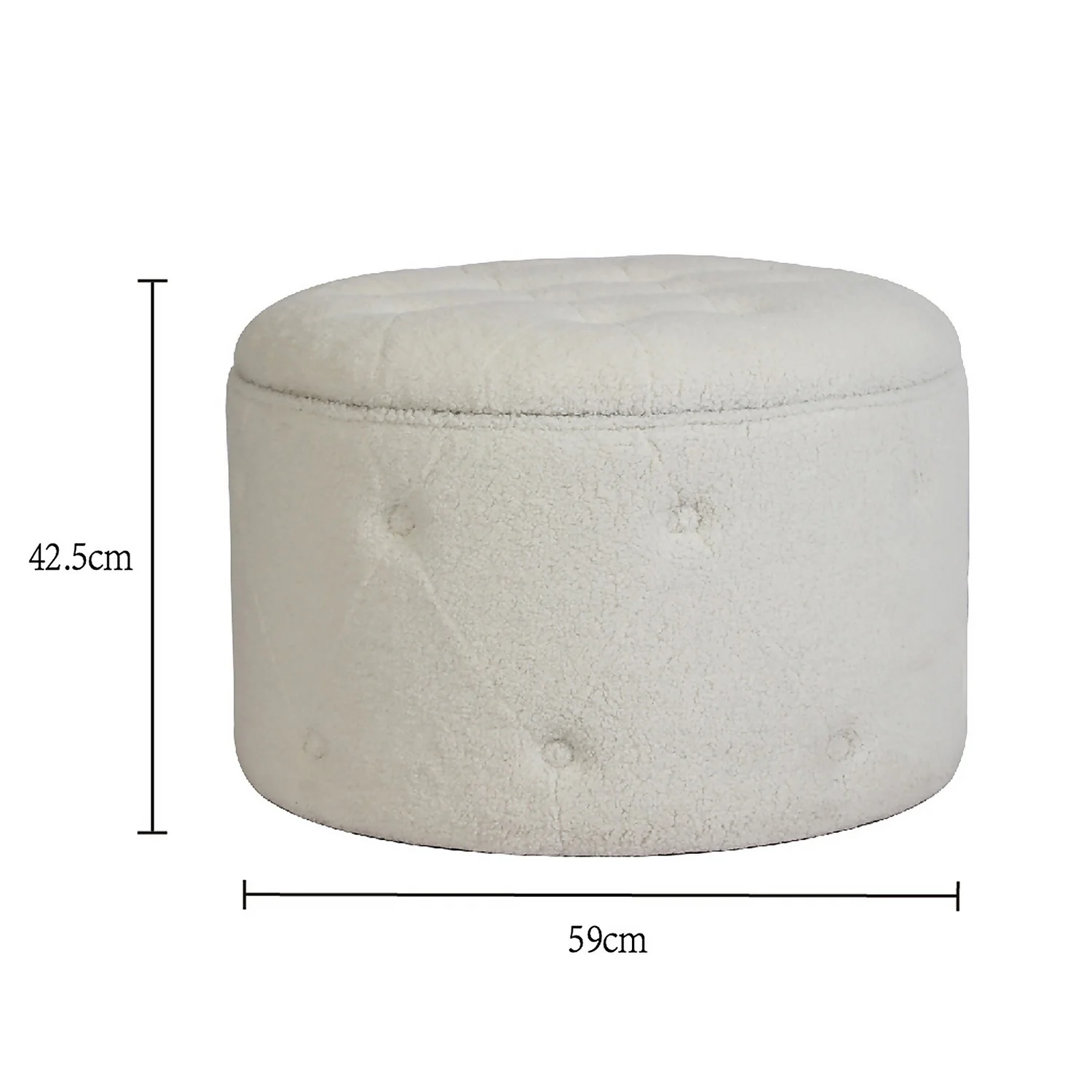 Betty Boucle Button Ottoman - Cream 8 Betty Boucle Button Ottoman - Cream - Image 6