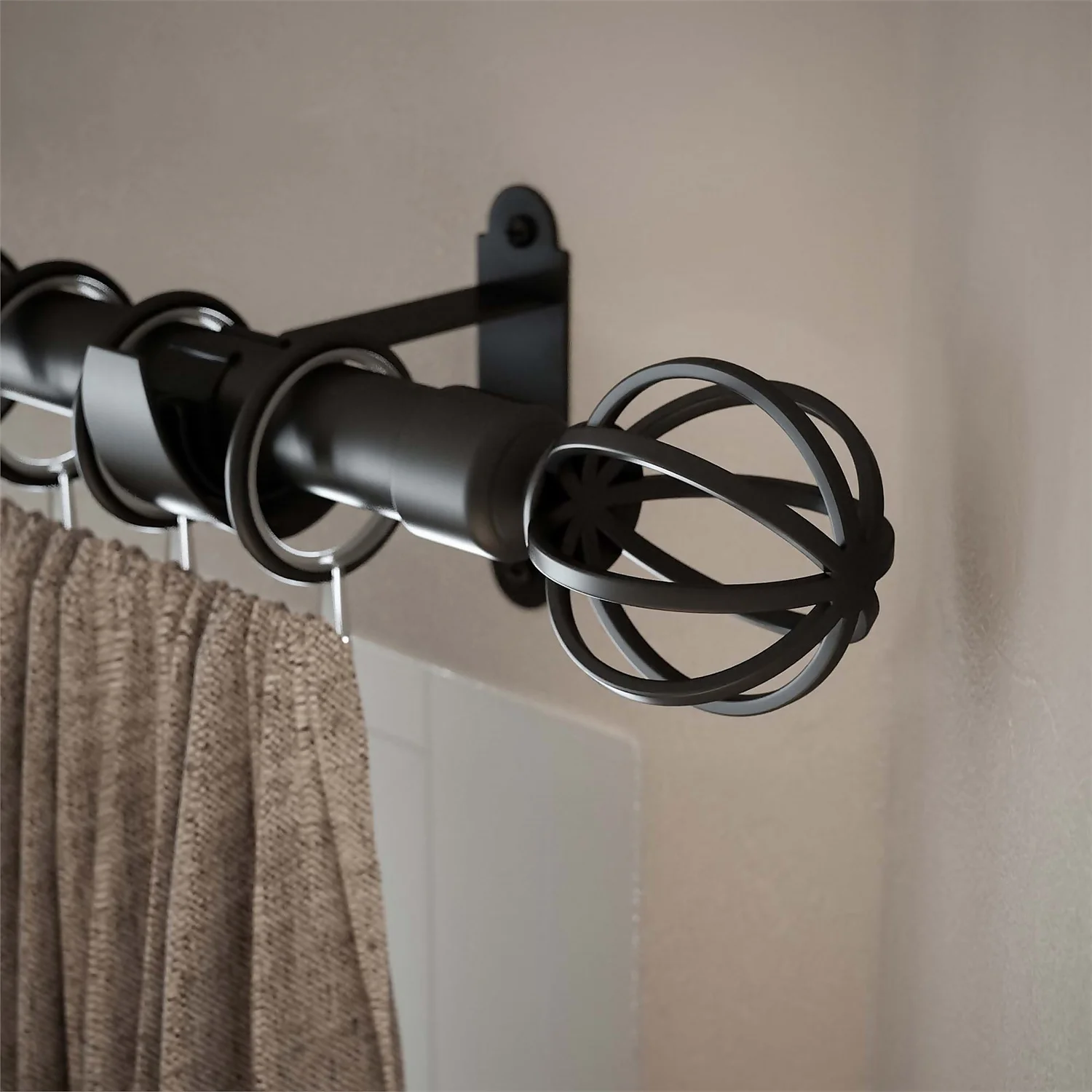 Rothley Baroque 25mm Cage Orb Curtain Pole Finials (Pair) - Matt Black 4 Rothley Baroque 25mm Cage Orb Curtain Pole Finials (Pair) - Matt Black - Image 2