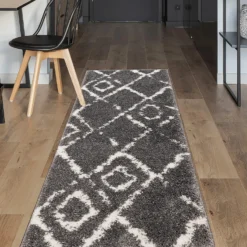 Deluxe Berber Shaggy Runner - Charcoal & White - 180x67cm -Furniture Series Sale 13888026 1704988130954258