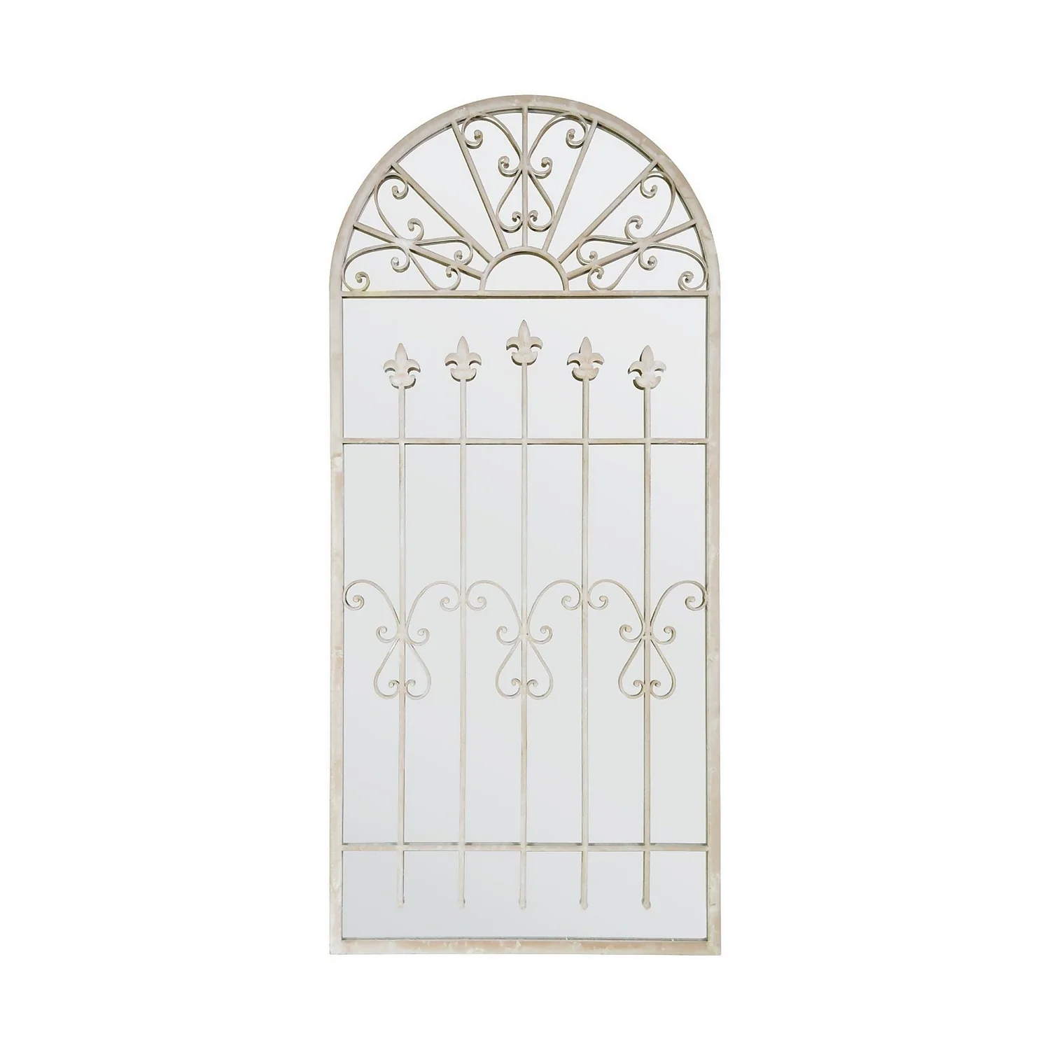 MirrorOutlet Somerley Gate Gothic Arch Stone Coloured Large Metal Garden Mirror - 140x65cm 4 MirrorOutlet Somerley Gate Gothic Arch Stone Coloured Large Metal Garden Mirror - 140x65cm - Image 2