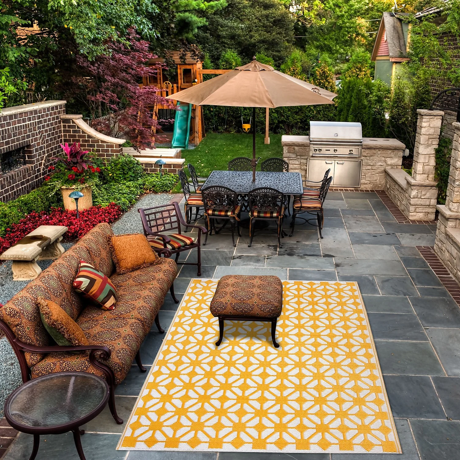 Homebase Outdoor Rug - Mustard 120x180cm 5 Homebase Outdoor Rug - Mustard 120x180cm - Image 3