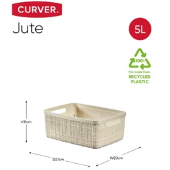 Curver Jute Small Recycled Storage Basket - 5L White -Furniture Series Sale 13965909 1364995188282910