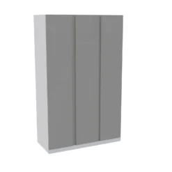 House Beautiful Escape Triple Wardrobe, White Carcass - Gloss Grey Handleless Doors (W) 1350mm X (H) 2196mm