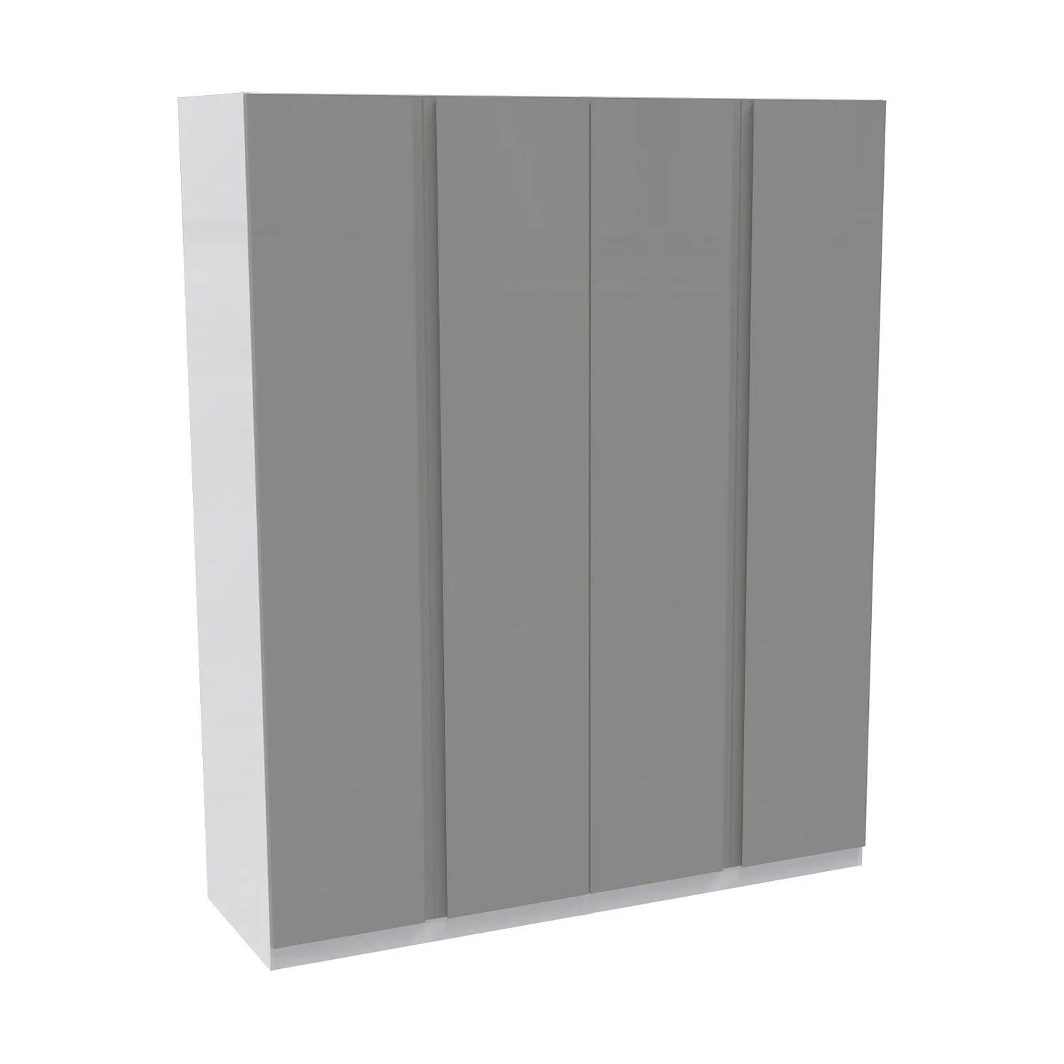 House Beautiful Escape Quad Wardrobe, White Carcass - Gloss Grey Handleless Doors (W) 1800mm X (H) 2196mm 3 House Beautiful Escape Quad Wardrobe, White Carcass - Gloss Grey Handleless Doors (W) 1800mm X (H) 2196mm
