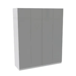 House Beautiful Honest Quad Wardrobe, White Carcass - Gloss Grey Slab Doors (W) 1800mm X (H) 2196mm