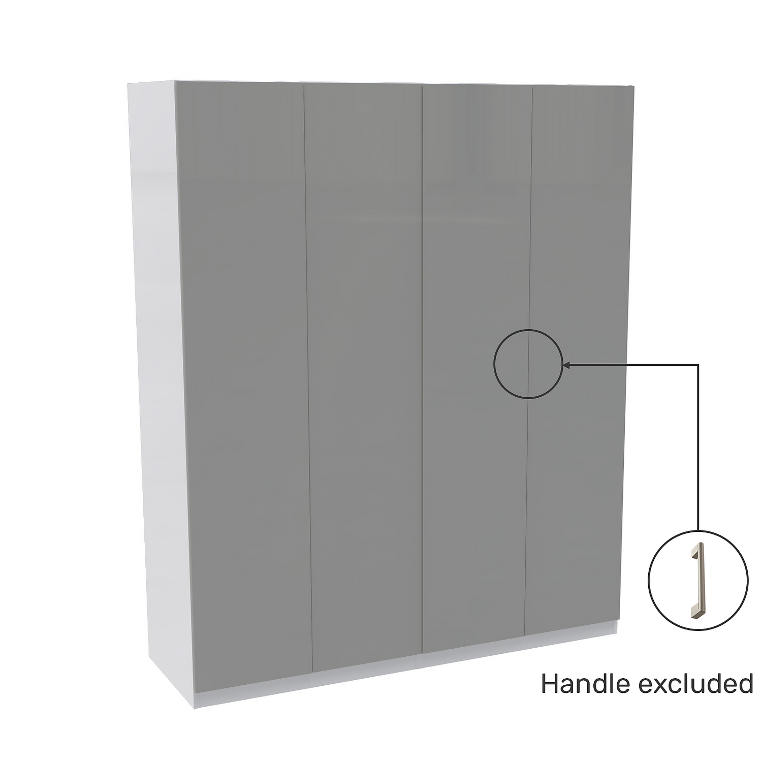 House Beautiful Honest Quad Wardrobe, White Carcass - Gloss Grey Slab Doors (W) 1800mm X (H) 2196mm 5 House Beautiful Honest Quad Wardrobe, White Carcass - Gloss Grey Slab Doors (W) 1800mm X (H) 2196mm - Image 3