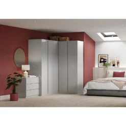 House Beautiful Escape Fitted Look Single Wardrobe, White Carcass - Gloss Grey Handleless Door (W) 490mm X (H) 2226mm -Furniture Series Sale 13999871 2075005575424044