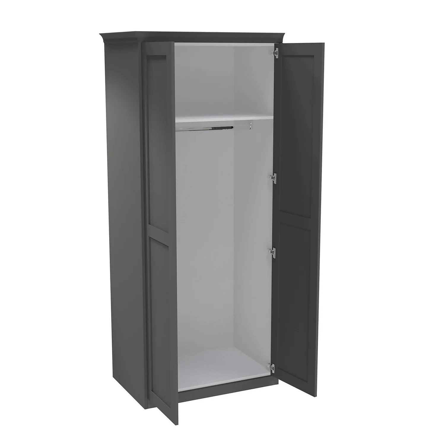 House Beautiful Realm Fitted Look Double Wardrobe, White Carcass - Carbon Grey Shaker Doors (W) 1001mm X (H) 2256mm 4 House Beautiful Realm Fitted Look Double Wardrobe, White Carcass - Carbon Grey Shaker Doors (W) 1001mm X (H) 2256mm - Image 2