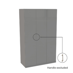 House Beautiful Honest Triple Wardrobe, Grey Carcass - Gloss Grey Slab Doors (W) 1350mm X (H) 2196mm -Furniture Series Sale 13999933 3115005576455570