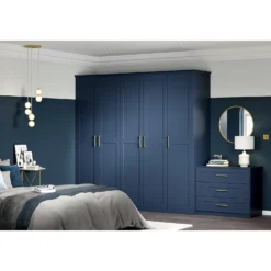 House Beautiful Realm Fitted Look Single Wardrobe, Grey Carcass - Navy Blue Shaker Door (W) 551mm X (H) 2256mm -Furniture Series Sale 13999952 6085005577223837