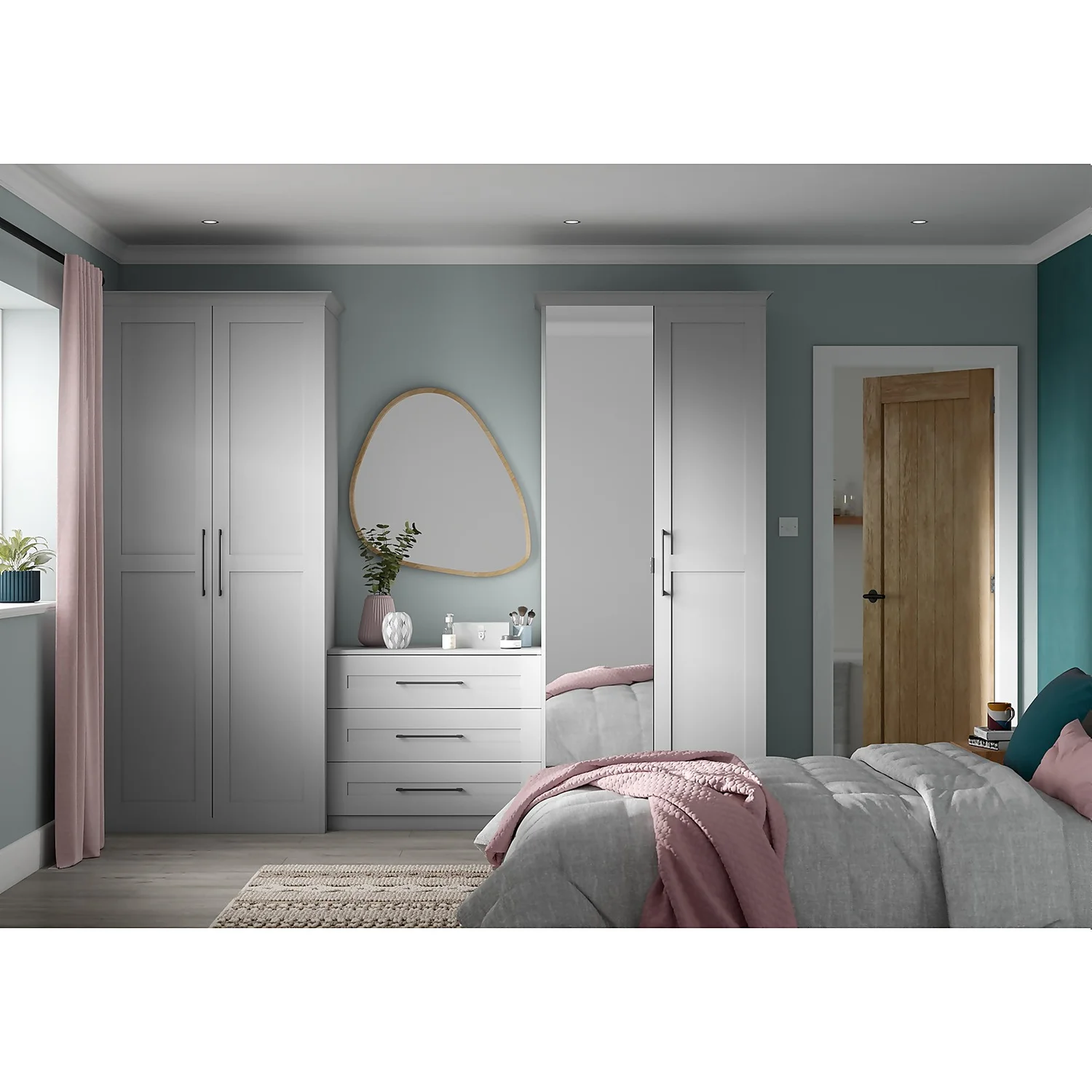 House Beautiful Realm Fitted Look Double Wardrobe, Grey Carcass - Grey Shaker Doors (W) 1001mm X (H) 2256mm 7 House Beautiful Realm Fitted Look Double Wardrobe, Grey Carcass - Grey Shaker Doors (W) 1001mm X (H) 2256mm - Image 5