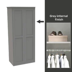 House Beautiful Realm Fitted Look Double Wardrobe, Grey Carcass - Grey Shaker Doors (W) 1001mm X (H) 2256mm