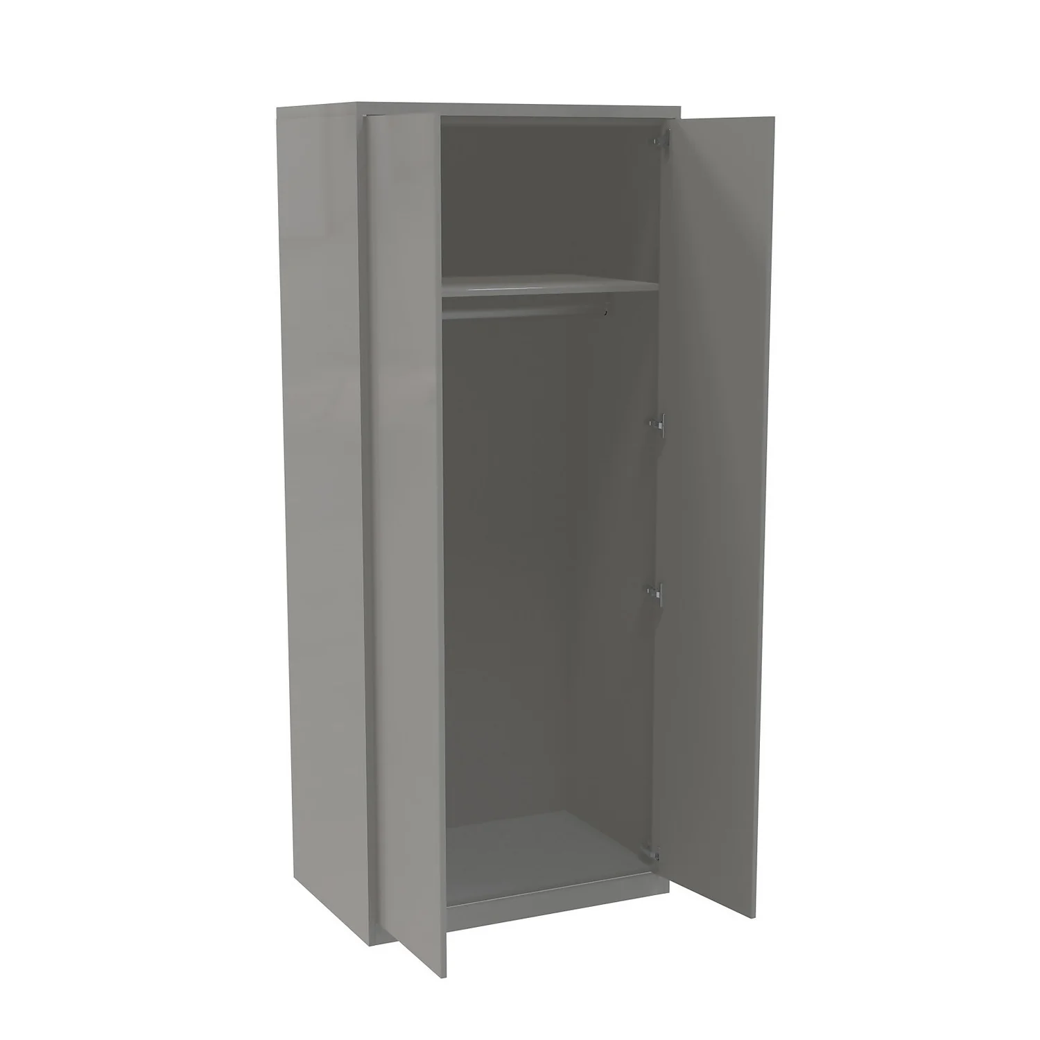 House Beautiful Honest Fitted Look Double Wardrobe, Grey Carcass - Gloss Grey Slab Doors (W) 940mm X (H) 2226mm 4 House Beautiful Honest Fitted Look Double Wardrobe, Grey Carcass - Gloss Grey Slab Doors (W) 940mm X (H) 2226mm - Image 2