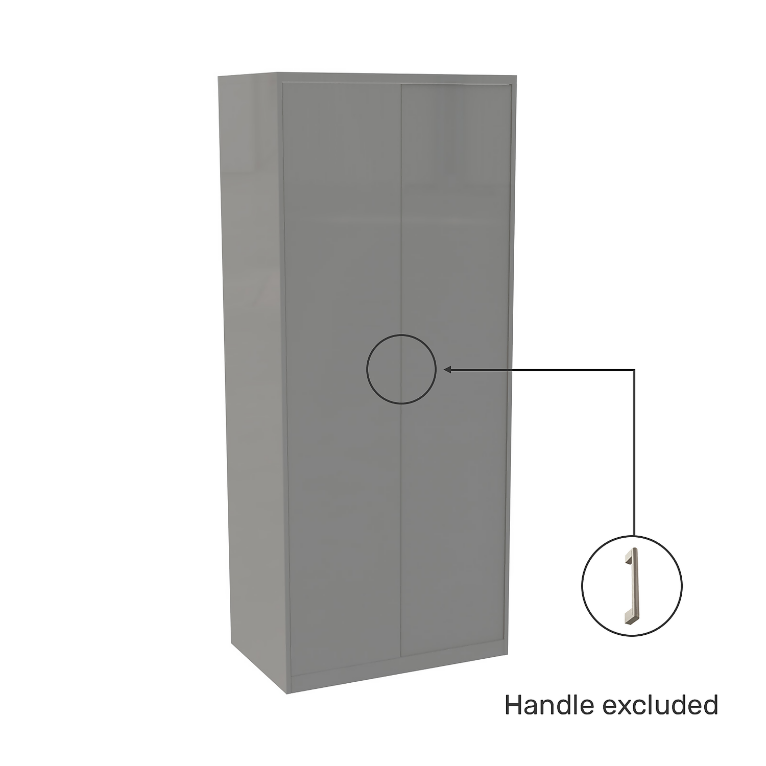 House Beautiful Honest Fitted Look Double Wardrobe, Grey Carcass - Gloss Grey Slab Doors (W) 940mm X (H) 2226mm 5 House Beautiful Honest Fitted Look Double Wardrobe, Grey Carcass - Gloss Grey Slab Doors (W) 940mm X (H) 2226mm - Image 3