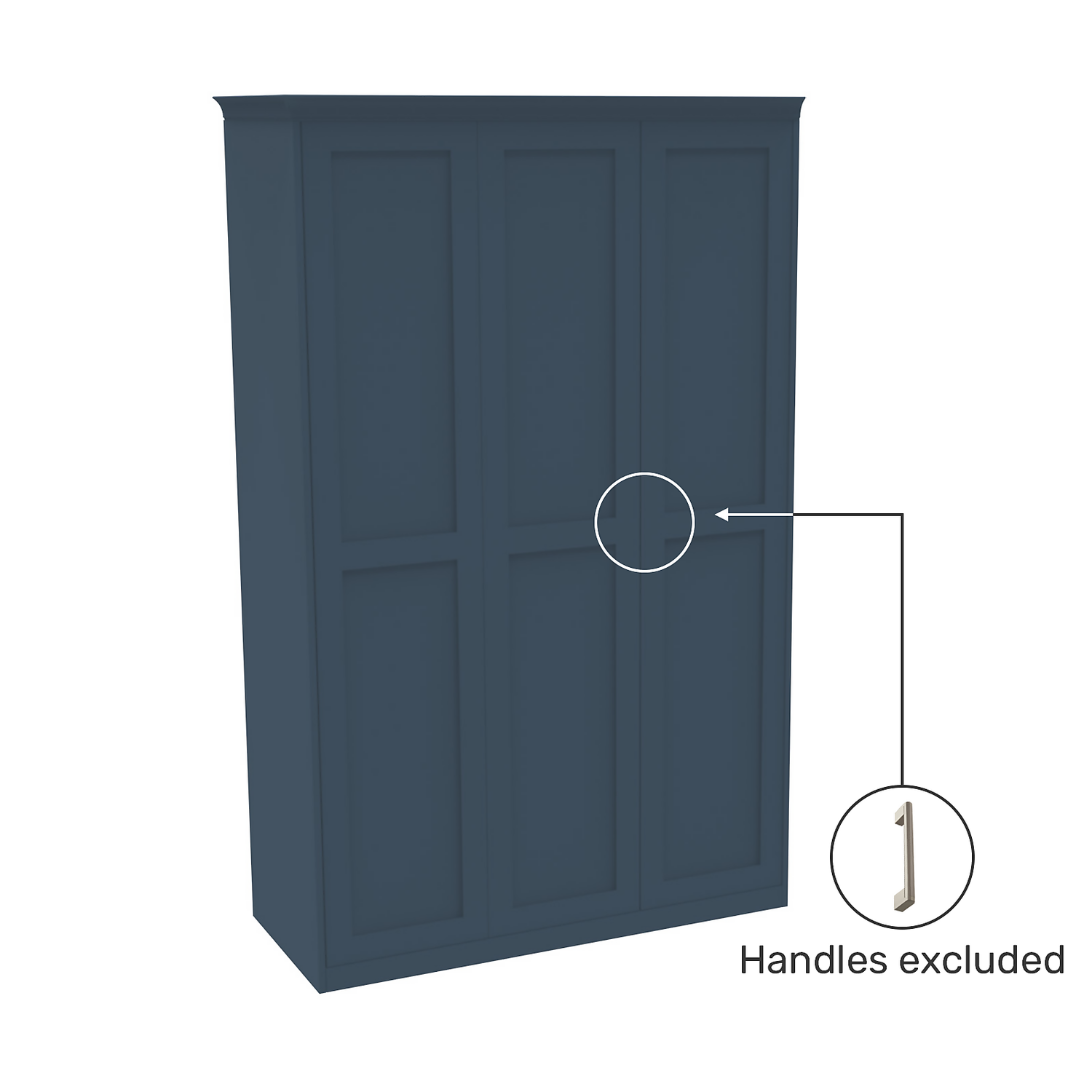 House Beautiful Realm Fitted Look Triple Wardrobe, Grey Carcass - Navy Blue Shaker Doors (W) 1451mm X (H) 2256mm 5 House Beautiful Realm Fitted Look Triple Wardrobe, Grey Carcass - Navy Blue Shaker Doors (W) 1451mm X (H) 2256mm - Image 3