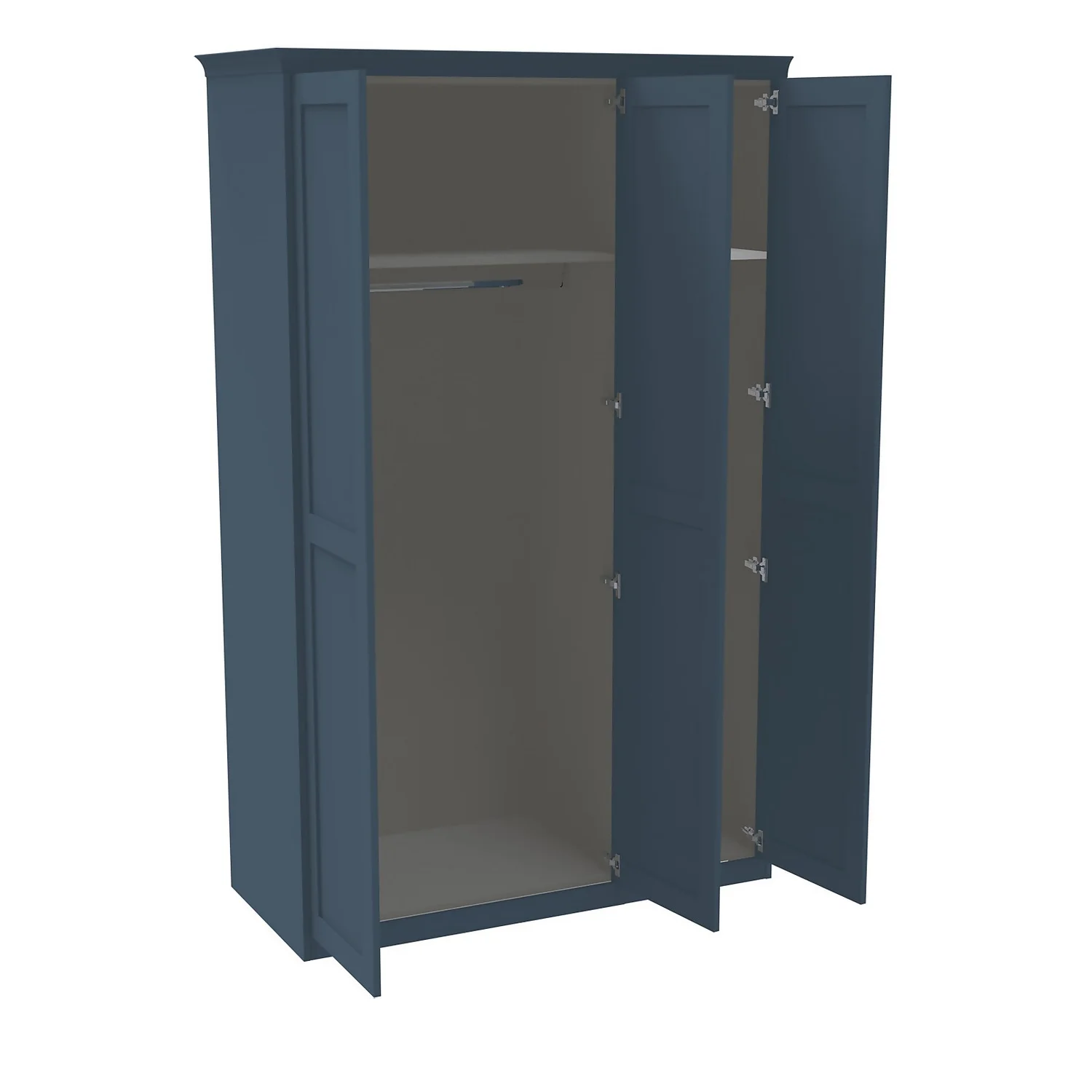 House Beautiful Realm Fitted Look Triple Wardrobe, Grey Carcass - Navy Blue Shaker Doors (W) 1451mm X (H) 2256mm 4 House Beautiful Realm Fitted Look Triple Wardrobe, Grey Carcass - Navy Blue Shaker Doors (W) 1451mm X (H) 2256mm - Image 2
