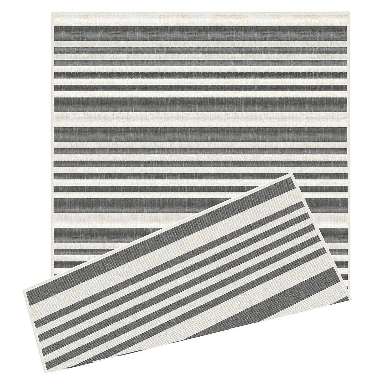 Duo Weave Indoor/Outdoor Rug - Stripes Grey - 120x170cm 3 Duo Weave Indoor/Outdoor Rug - Stripes Grey - 120x170cm