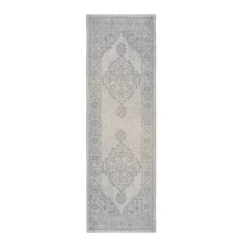 Indoor Outdoor Medallion Runner - Silver - 67x200cm