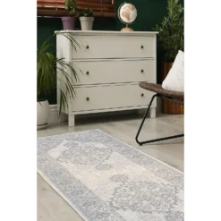 Indoor Outdoor Medallion Runner - Silver - 67x200cm -Furniture Series Sale 14758894 9735053509604434