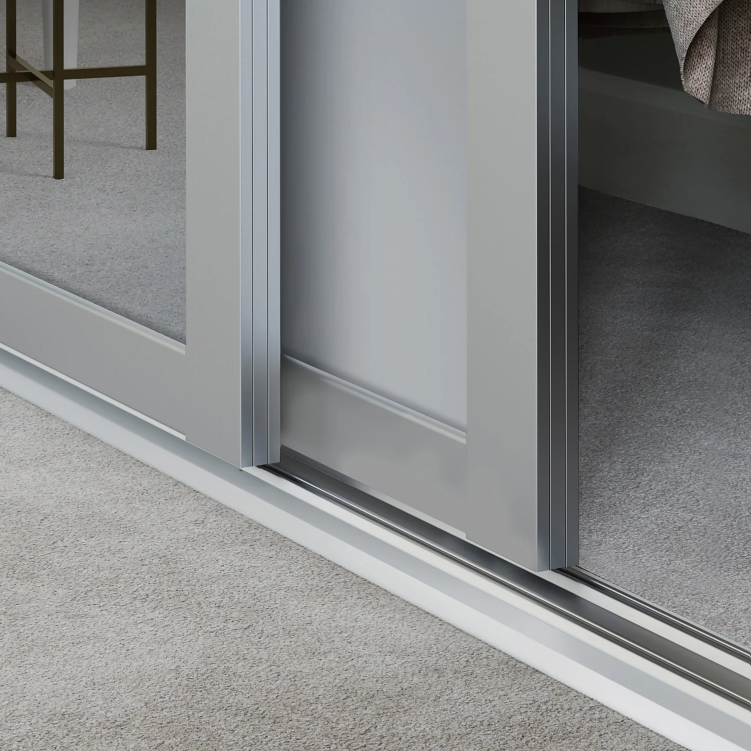 Shaker 4 Door Sliding Wardrobe Kit Dove Grey Panel / Mirror With Dove Grey Frame (W)2290 X (H)2260mm 5 Shaker 4 Door Sliding Wardrobe Kit Dove Grey Panel / Mirror With Dove Grey Frame (W)2290 X (H)2260mm - Image 3