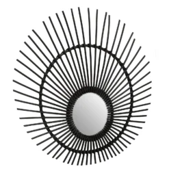 Mataram Round Rattan Wall Mirror - Black - 80cm -Furniture Series Sale 14820952 2895058698771712