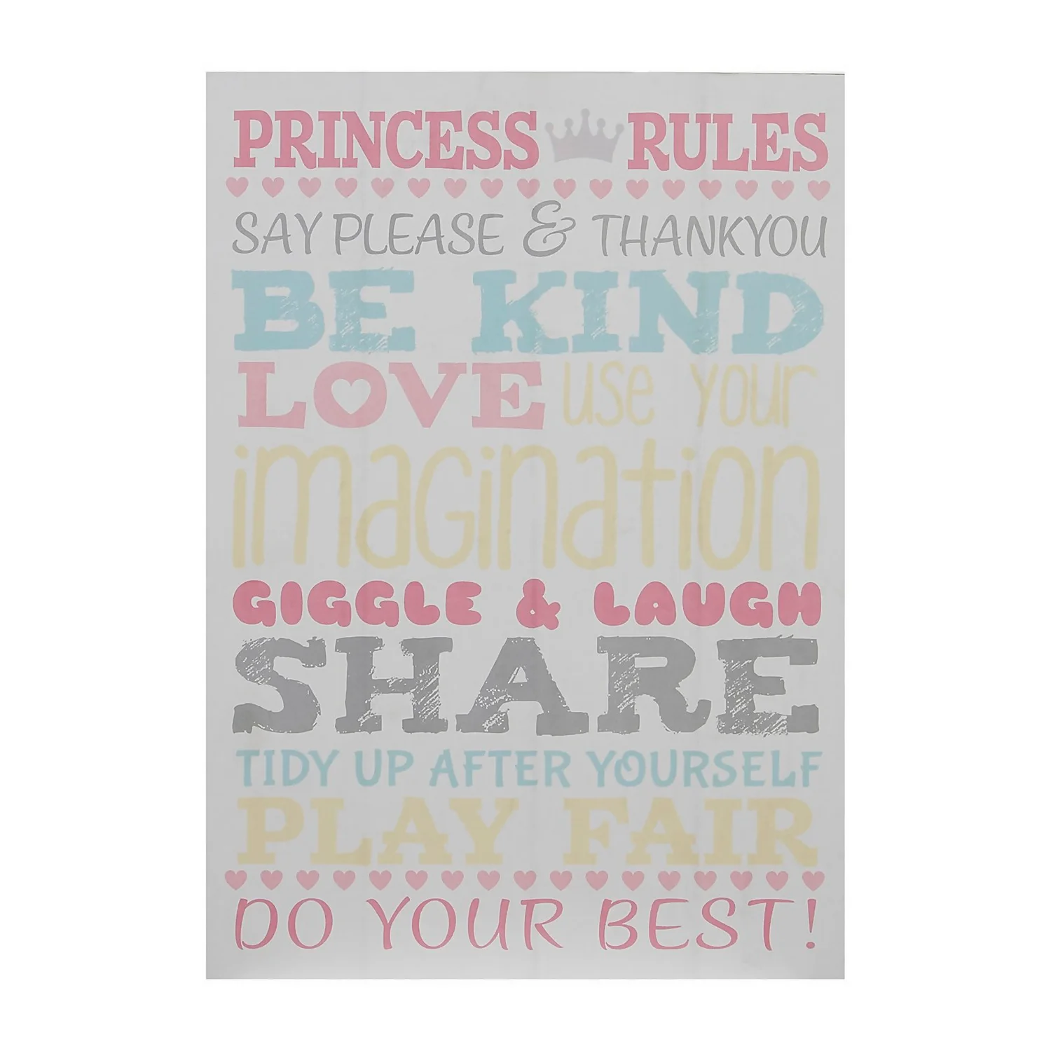 Kids Princess Rules Wall Plaque - 20x28cm 3 Kids Princess Rules Wall Plaque - 20x28cm