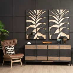 Astratto Canvas Wall Art Oil Painting - Black & Gold - 82.6x122.6cm -Furniture Series Sale 14821014 1415058393454260